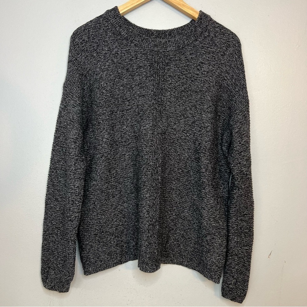J Jill Pure Jill Women's Pullover Knit Sweater Crew Neck Cotton Nylon Gray Sz M